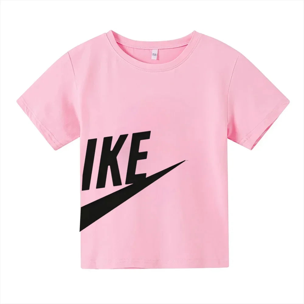 Summer Kid Teen Tshirt Short Sleeved Cotton Brand Print Comfortable Casual Tops Tees Children's Clothing Boys and Girls T-shirt
