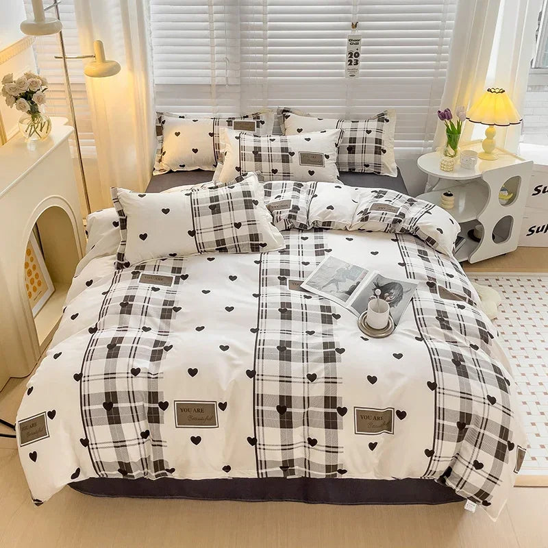 Cartoon Style Bed Sheet Set For Kids Cute Bunny Printed Bedding Set Breathable Durable постельное белье 이불세트 Queen/King Bedding