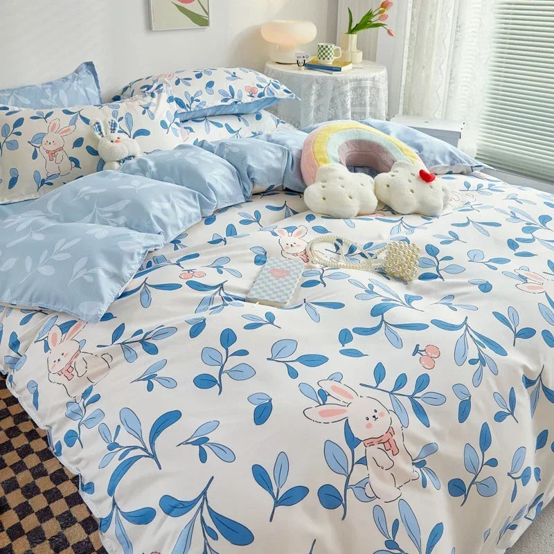Bedding Set for Girl Boy Bedroom KIDS Modern Comforter Duvet Cover Flat Sheet Pillowcase  Home Textile Soft Bed Linen