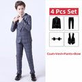 Teenager Costume Boy Young Blazer Children Elegant Party Suit Baby Blue Gray Red Plaid Birthday Tuxedo Gentlemen Pageant Outfits