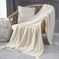 Warm Solid Color Knitted Blanket Soft Breathable Fringe Blanket Nordic Bedspread
