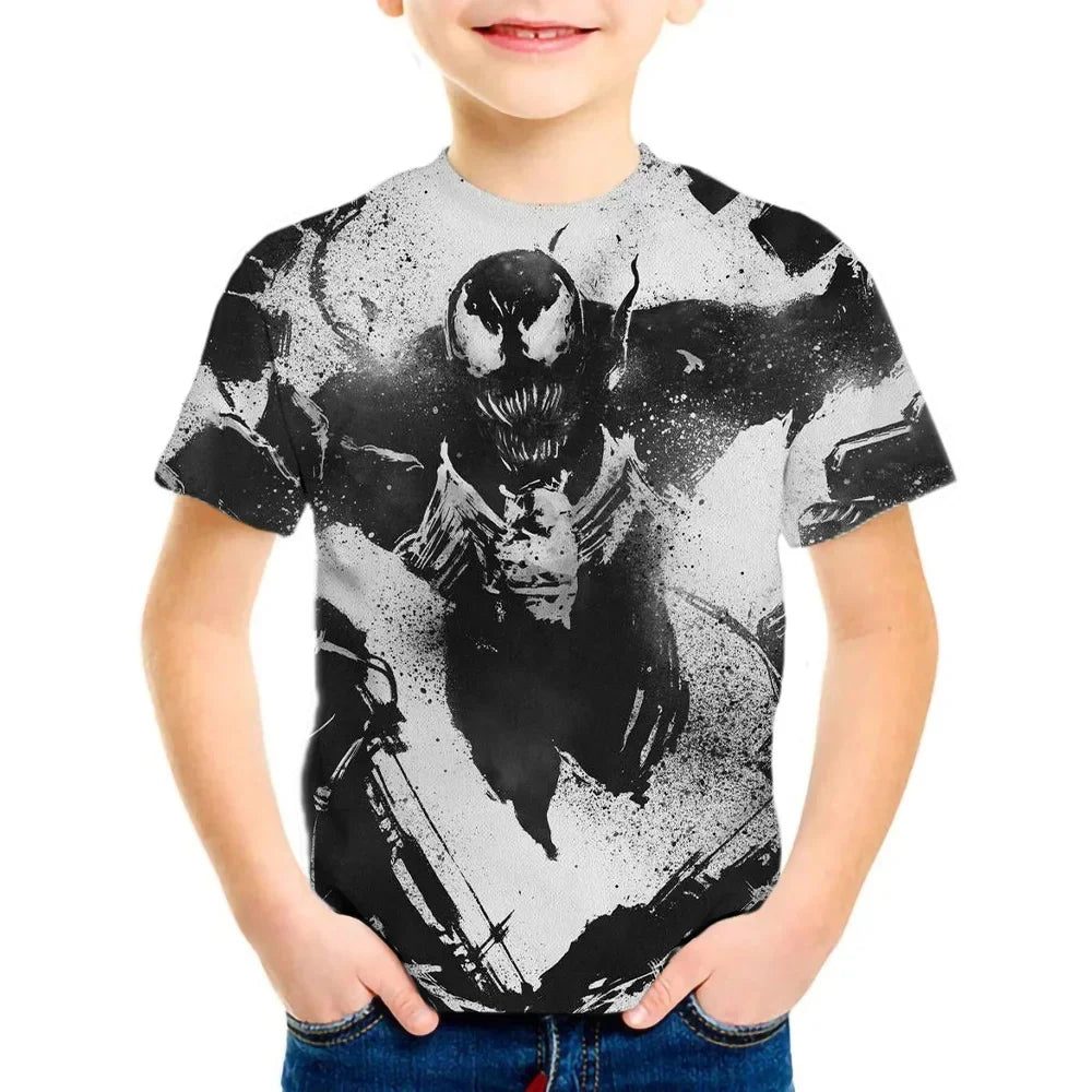 4-14 Years Kids Boys Venom Short Sleeve 3D T-shirts Tops Clothes Baby Boys Print Tees Children Clothing Kids Cartoon Outfit