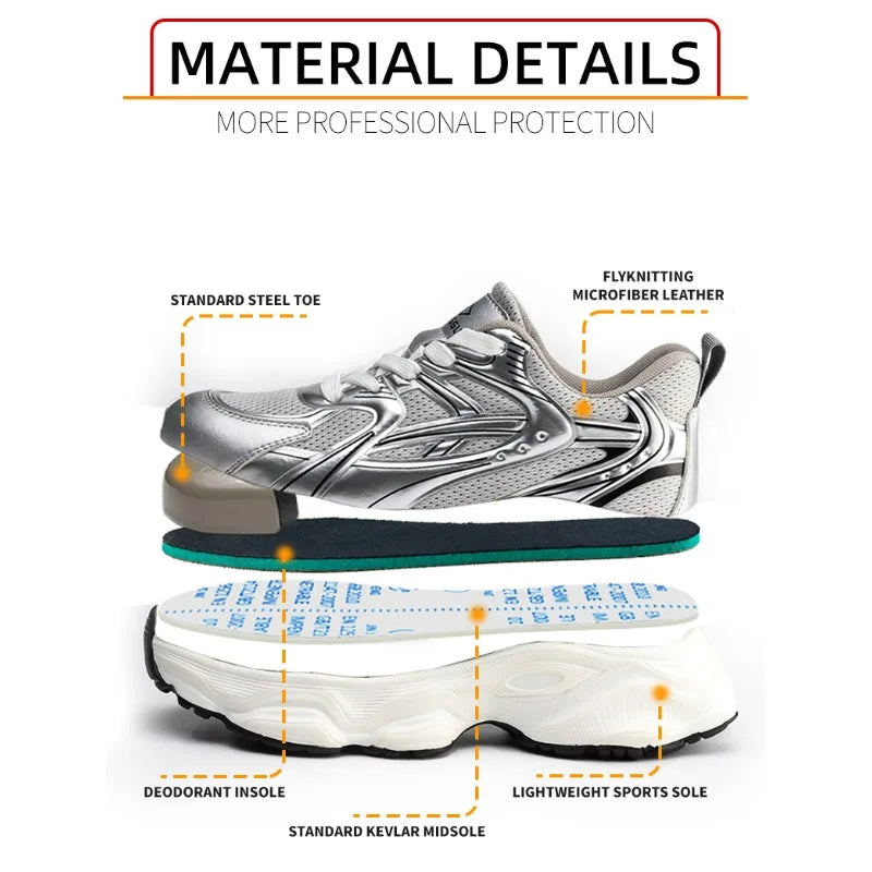 Fashion New 2025 Women Safety Work Shoes Sneakers Steel Toe Anti Smashing Boots Indestructible Lightweight Female Footwear
