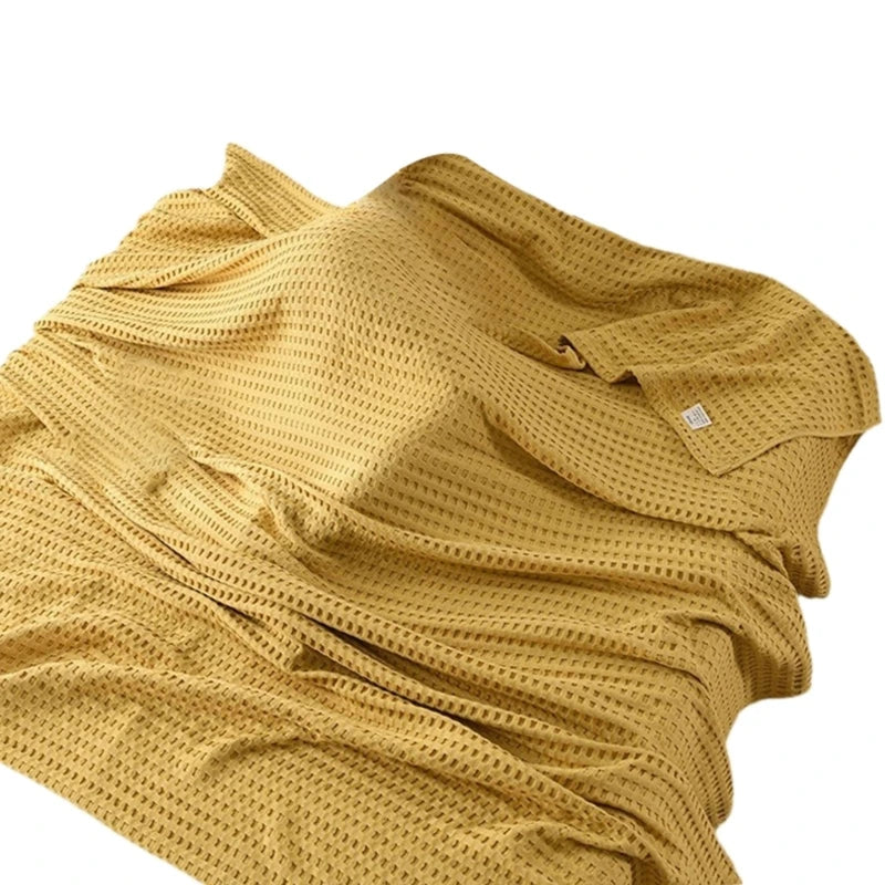 Light Waffles Pique Cotton Blanket 150x200cm Cooling Cotton Waffles, Cooling Sleep Blanket Summer Bed Throw Accessory