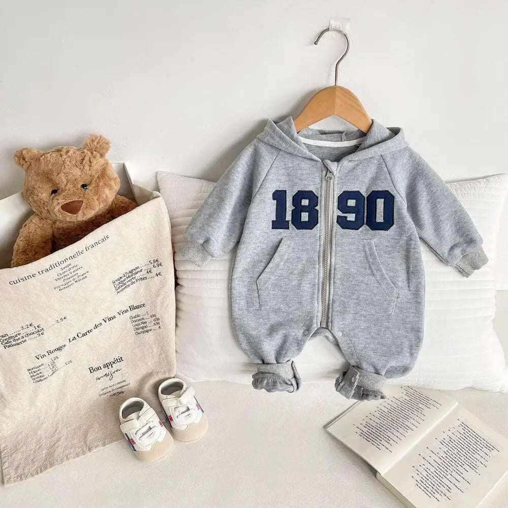 2025 Winter Baby Romper Boys Thick Fur Lined Jumpsuit Warm Fleece Lining Toddler Outfit Infant Boys Clothes 12-24M