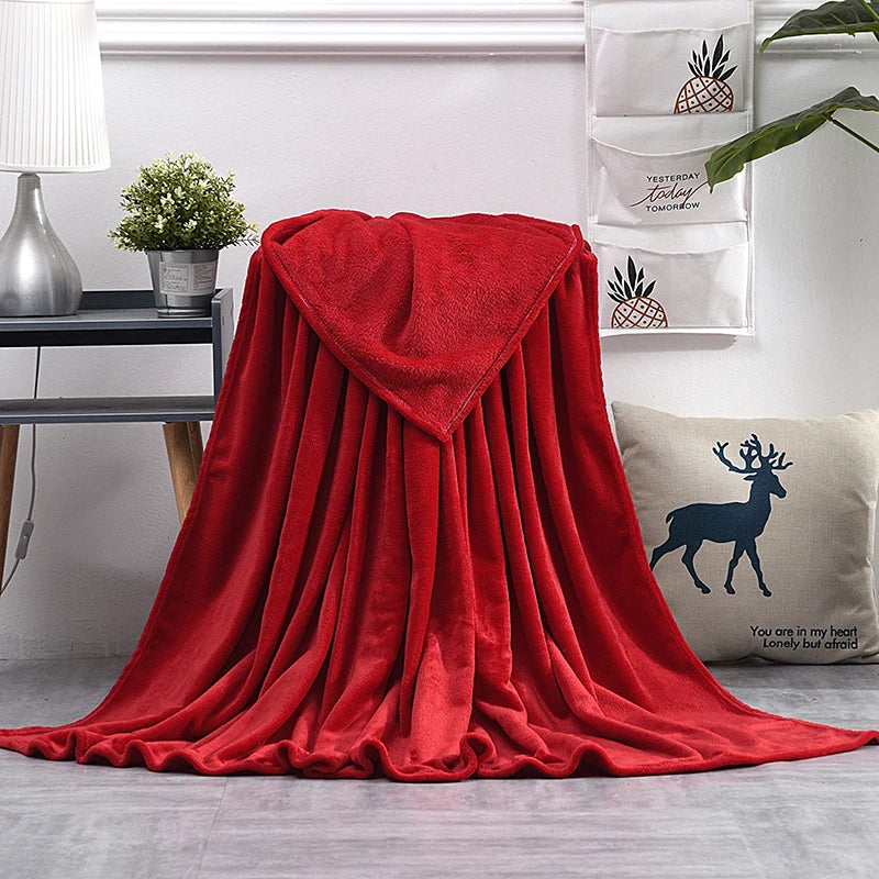 Soft Warm Blankets For Beds Winter Mink Throw Solid Sofa Cover Bedspread Winter Plaid Blankets  Winter Sheet Bedspread 3size