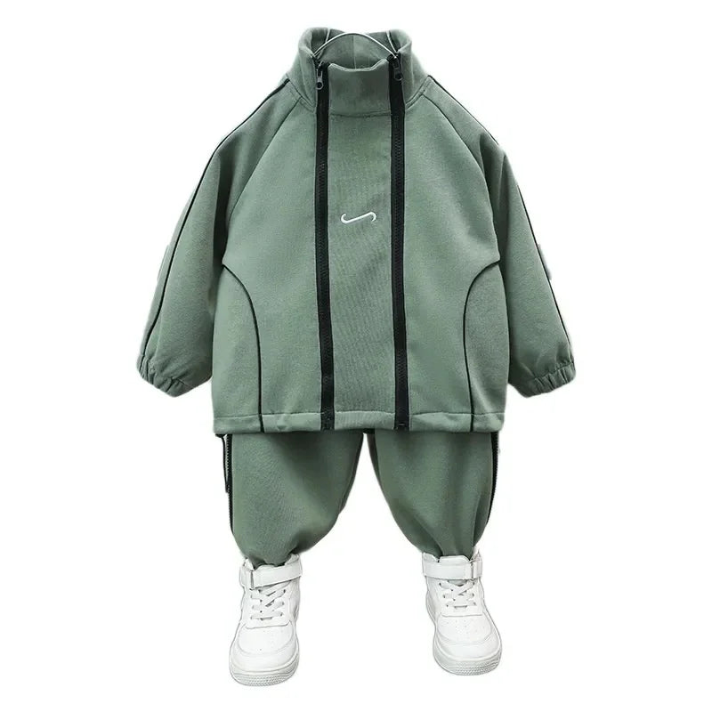 Boys Coat + Trousers Cotton 2PCS/Set Kids Sport Suits 2023 Elegant Winter Autumn Plus Size Teenagers Children Sets