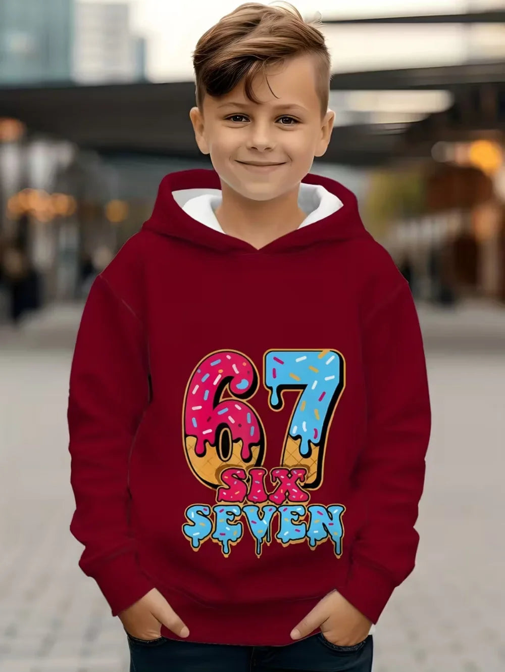 Fun Six Seven 6 7 Meme Design Hoodie for Kids Chaotic Humor Y2k Game Saying Tee Novelty Gift Boys Top Fashion Children's Clothes