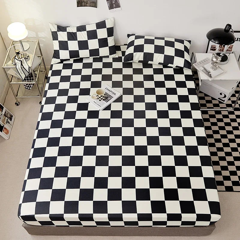 High Quality White Bed Sheet with Elastic Band Single/Queen/King Size Fitted Bed Sheets for Double Beds All-around Bed Cover