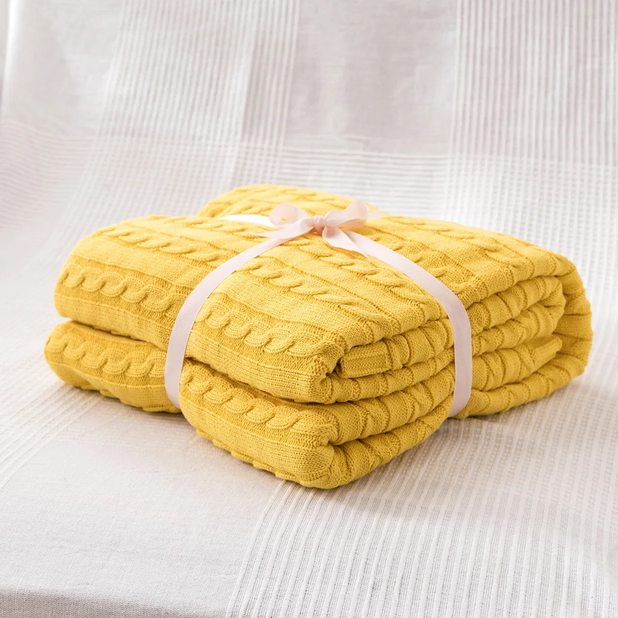 100% Cotton Knitted Blanket Solid Color Sofa Blanket Cover Nordic Home Decor Throw Blanket For Bed Portable Breathable Shawl