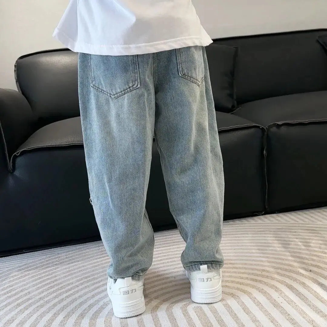 Boys' jeans Spring and Autumn children's casual ripped jeans pants new kids pants