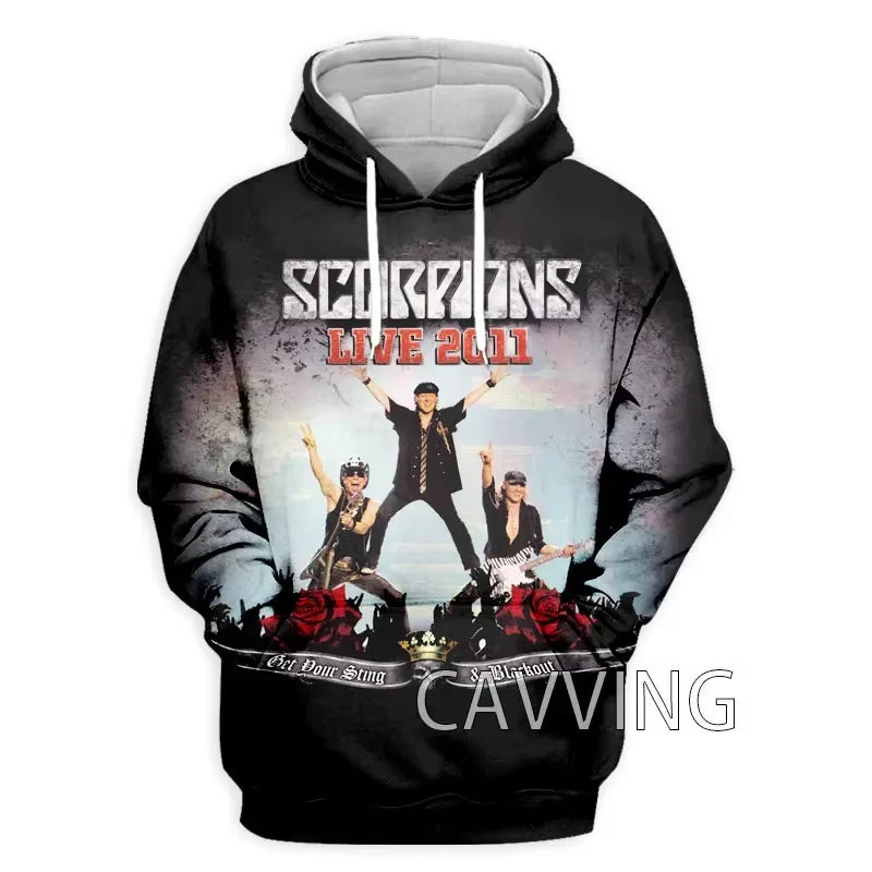 New Rock Hoodie Sweatshirt Scorpions Band 3d Print Hoodie Men Fashion Plus Size Tracksuit Women Sweat Men Clothes Teen Coat New