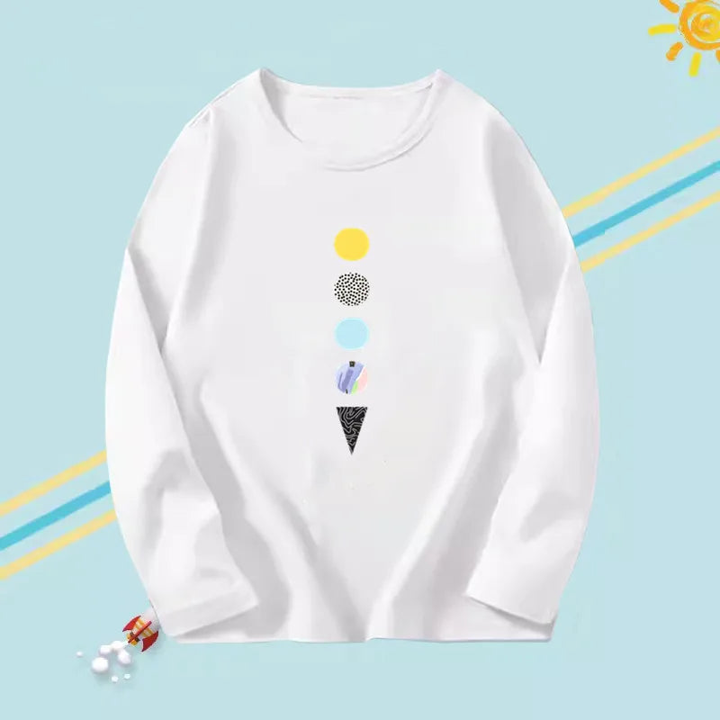 3-14years Boys Funny Astronaut Rope print T-shirt Kids Tops Teens o-neck Long Sleeve Spring Autumn Cool Fashion Clothes