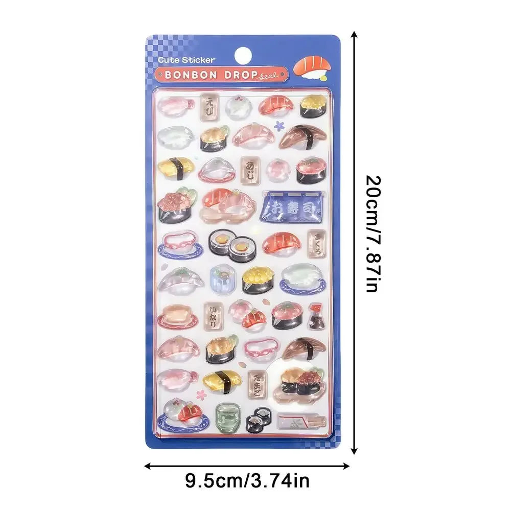 3D Cartoon Relief Sticker Assorted Style 3D Cartoon Relief Sticker Japanese style Shiba Inu sushi DIY Crystal Jelly Patch