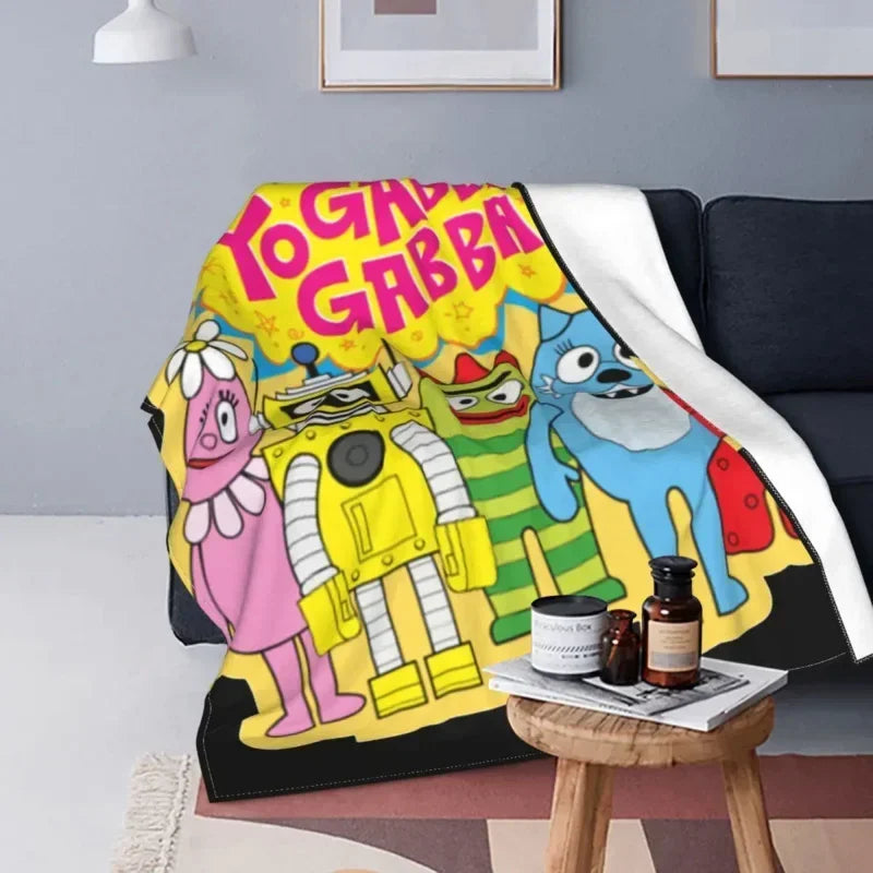 Yo Gabba Gabba Cartoon Blanket Flannel Funny Warm Throw Blanket for Bedspread Spring Autumn