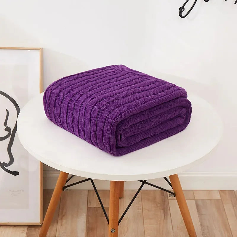100% Cotton Knitted Blanket Solid Color Sofa Blanket Cover Nordic Home Decor Throw Blanket For Bed Portable Breathable Shawl