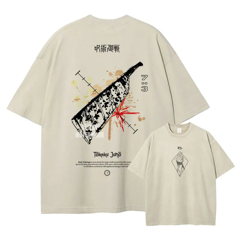 Choso T-shirts Gojo Unlimited Void Oversized Vintage Washed T Shirt Manga Short Sleeve Retro Manga Tops Tees Men 100% Cotton