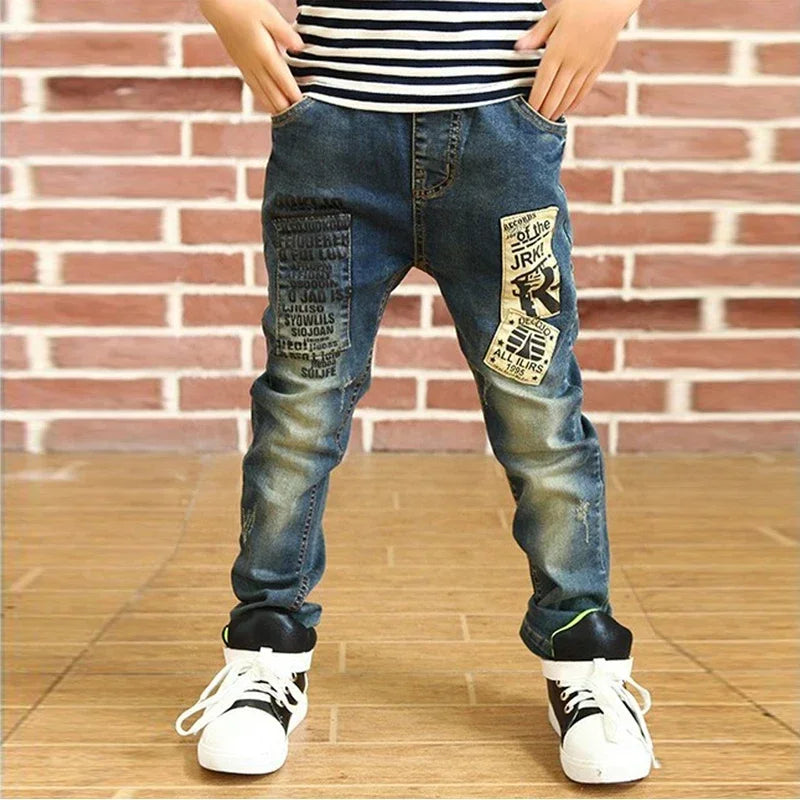 Boy Girls Trousers Skinny Jeans Elastic Waist Pants 4-13 Years Kids Boys Denim Clothing Clothes Sports Bottoms
