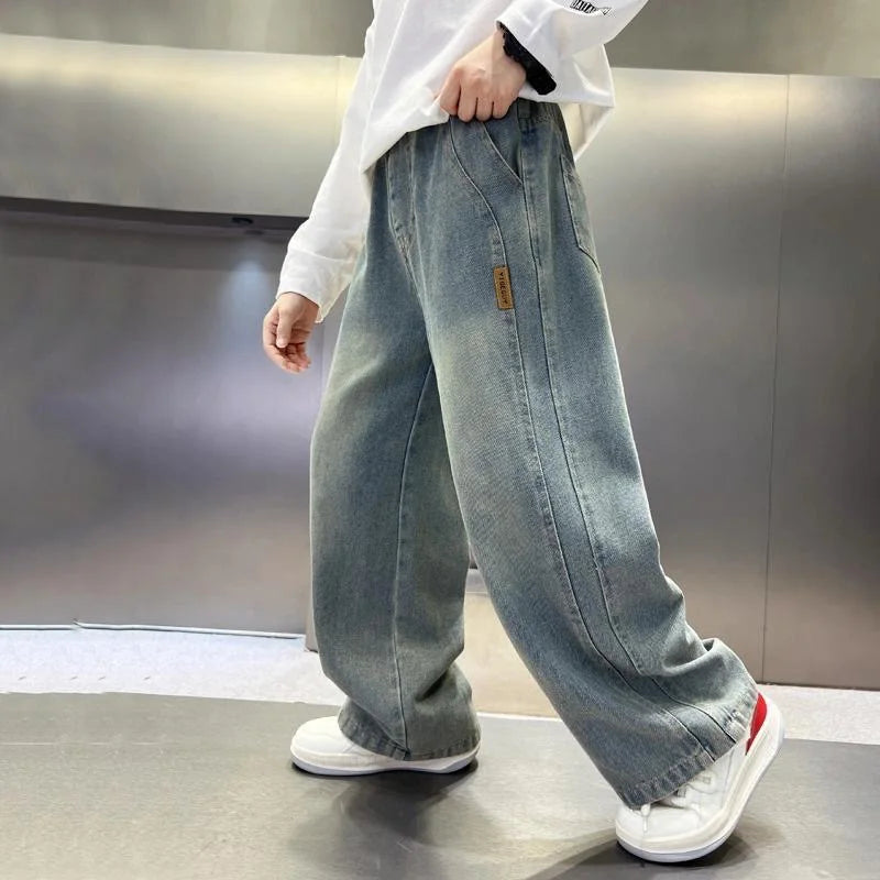 Boys' jeans, handsome and versatile, children's pants, casual boys' pants, street style fashion, spring and autumn seasons