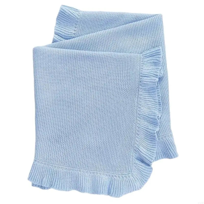 Baby Blanket for Newborns Cotton Ruffle Knitted Wrap Towel Soft and Breathable Bed Blanket for Autumn Winter 75x95cm