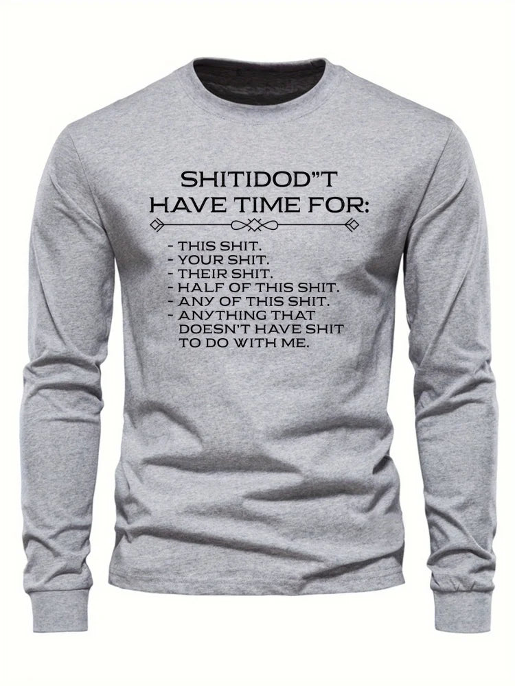 Men's Long Sleeve T-shirt Beige and Black Color-block Design Letter Print Stretchy Autumn Top Casual Basic Long Sleeve Clothing