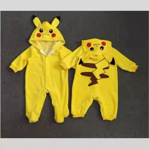 Cute Cartoon Pikachu Cosplay Costume Kawaii Newborn Baby Romper Pajamas Toddler Rompers Onesie Winter Pajamas Clothes