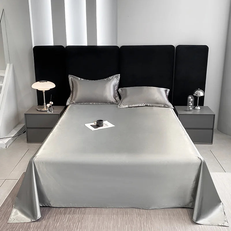 1pc Plain Satin Solid Color Bed Sheets, Flat Sheets for Bedroom, Bedding Does Not Include Pillowcase