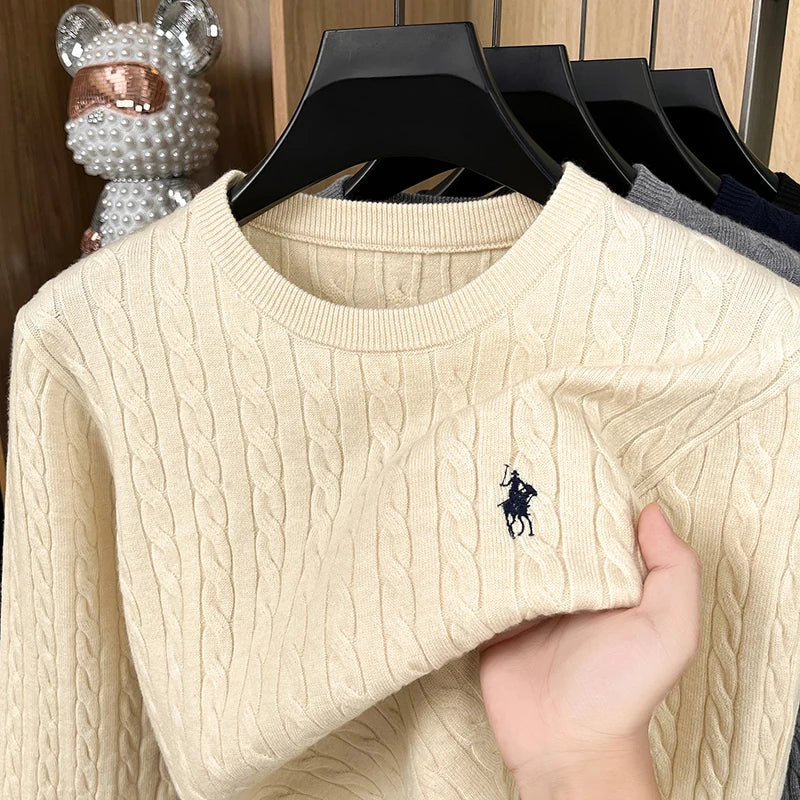 Luxury pony embroidery designer brand sweater men's new fashion unique jacquard comfort Paul casual knitted round neck pullover