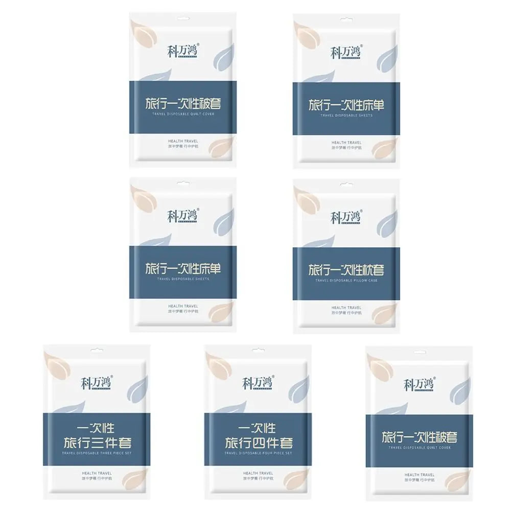 3 / 4-Piece Disposable Bed Sheet Non-Woven Bedding Set Sleeping Bag Quilt Cover Dirty Proof Thickened Duvet Cover Pillowcase