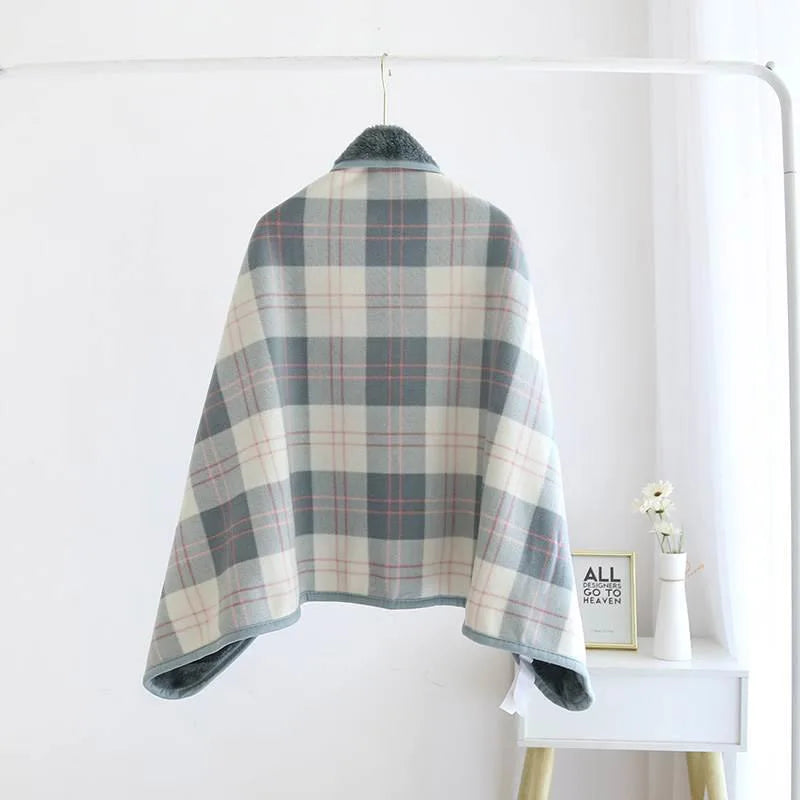 Buckled Shawl Blanket Winter Warm Wearable Blanket Office Dormitory Nap Shawl Blankets Soft Casual Travel Camping Scarf Wrap Rug