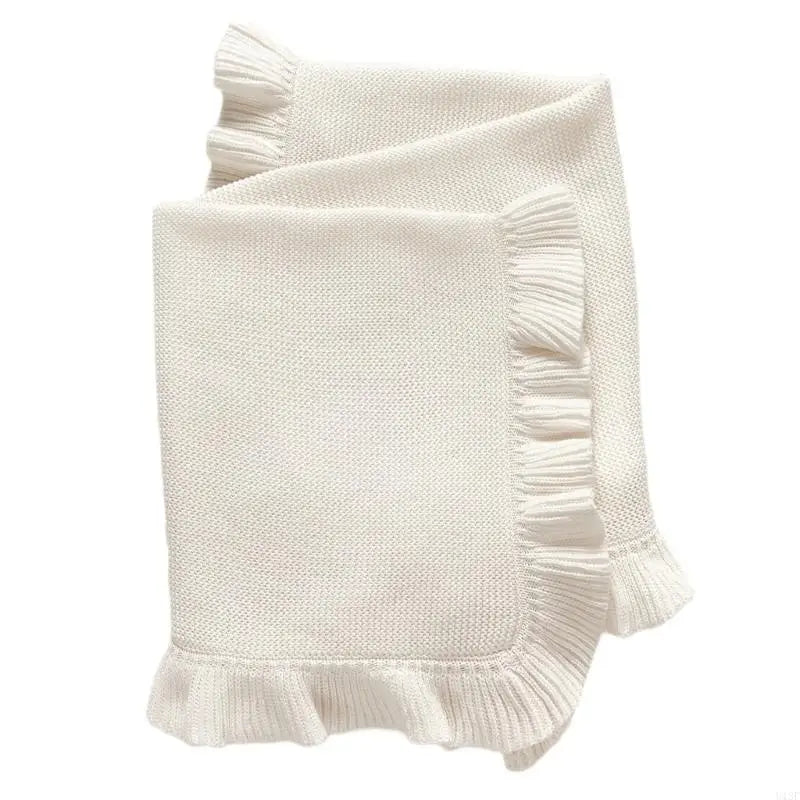 Baby Blanket for Newborns Cotton Ruffle Knitted Wrap Towel Soft and Breathable Bed Blanket for Autumn Winter 75x95cm