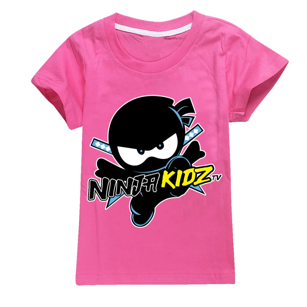 NINJA KIDZ Kids Clothes Summer Boys Fashion Short Sleeve T-Shirt Boys Graphic Tee Baby Girls Tops Children Pullover Hot Selling