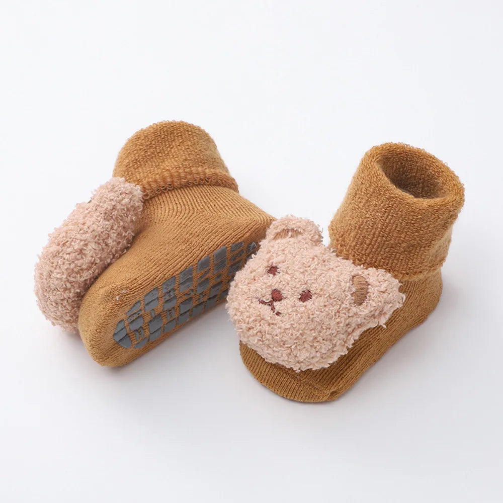 Cute Bear Baby Socks for Boys Girls Winter Soft Cotton Thicken Warm Socks Anti Slip Babies Accessories for Newborn Toddler Socks