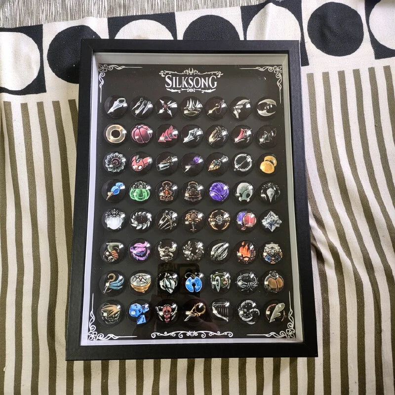 Hollow Knight Silksong Charm Set - Full Collection Magnetic Replica with Display Frame Official Style Collector's Edition