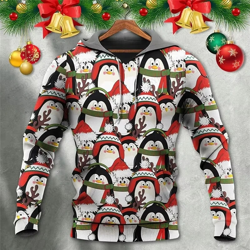 Mens Christmas Hoodie Santa Claus 3d Print Hoodie Men Women Fashion Hoodie Sweatshirt Snowman Tracksuit Men clothing Winter Fall