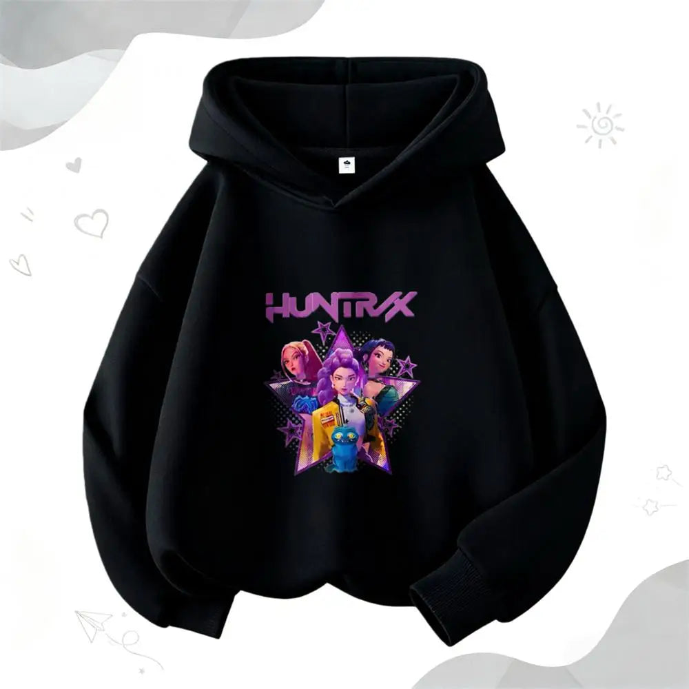 Cartoon Hooded Tops For Girls Child New Fashion Casual Clothing Lovely Simple Hoodies Long Sleeve Popular Spring Autumn Wear