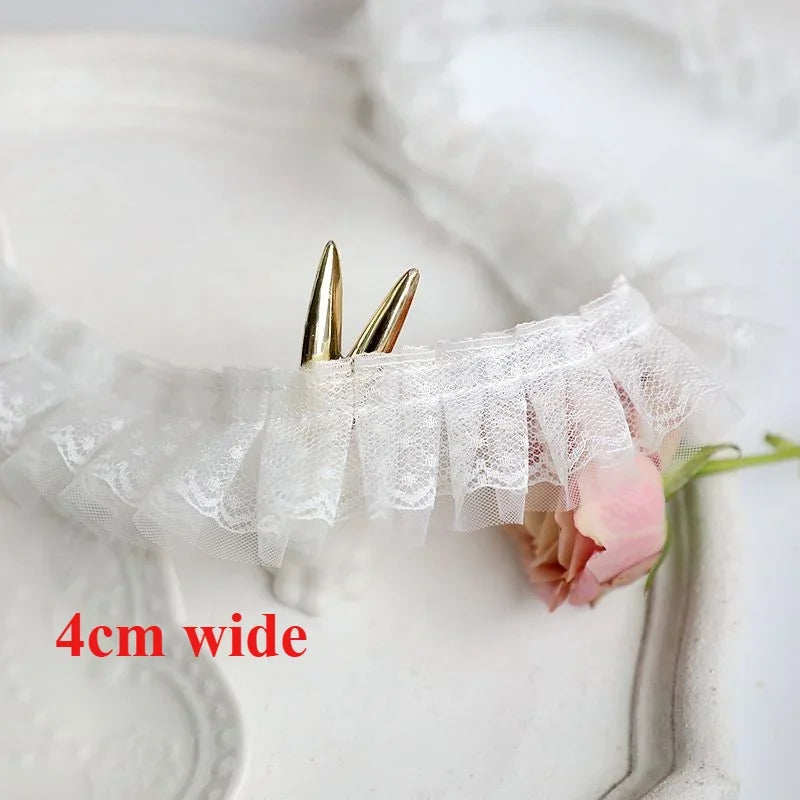 Off White Lace Ribbon Accessories Handmade DIY Extended Clothes Pleated Sewing Decorative Fabric Skirt Hem Fabric Lace Trim 1Yds