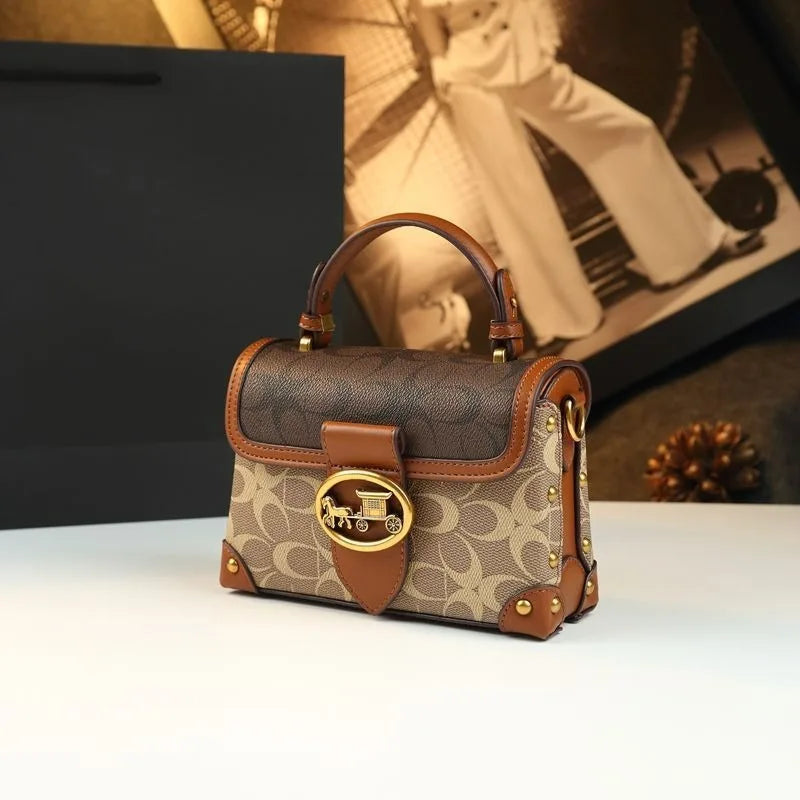 A new 2025 stylish and high-end box bag with a niche design and luxurious women's bag, a single-shoulder crossbody bag