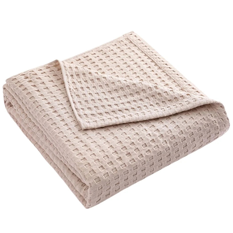 Light Waffles Pique Cotton Blanket 150x200cm Cooling Cotton Waffles, Cooling Sleep Blanket Summer Bed Throw Accessory