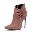 12cm Sexy Stiletto Women's Ankle Boots Twine Bowknot Decor Shoes Super Thin Heels Cloth Short Boots