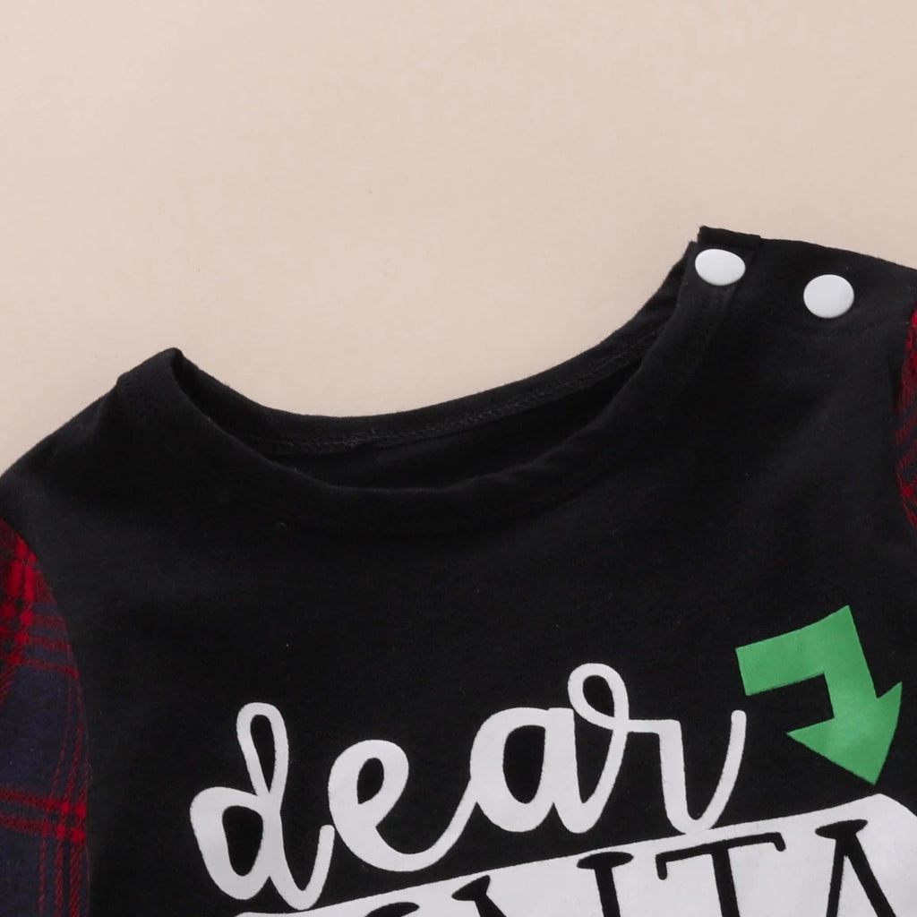 Unisex Christmas Letter Print Onesie for Infants Casual Romper Baby Clothes