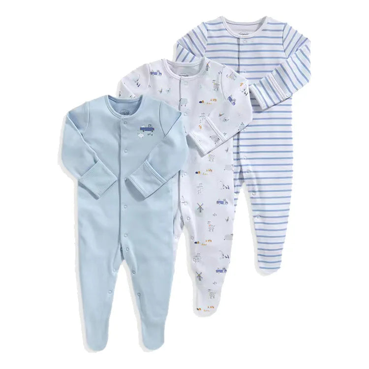 3 Pcs/Lot Autumn Winter Long Sleeve Casual Sweet Baby Girl Romper 100%Cotton Soft Newborn Jumpsuits Clothes