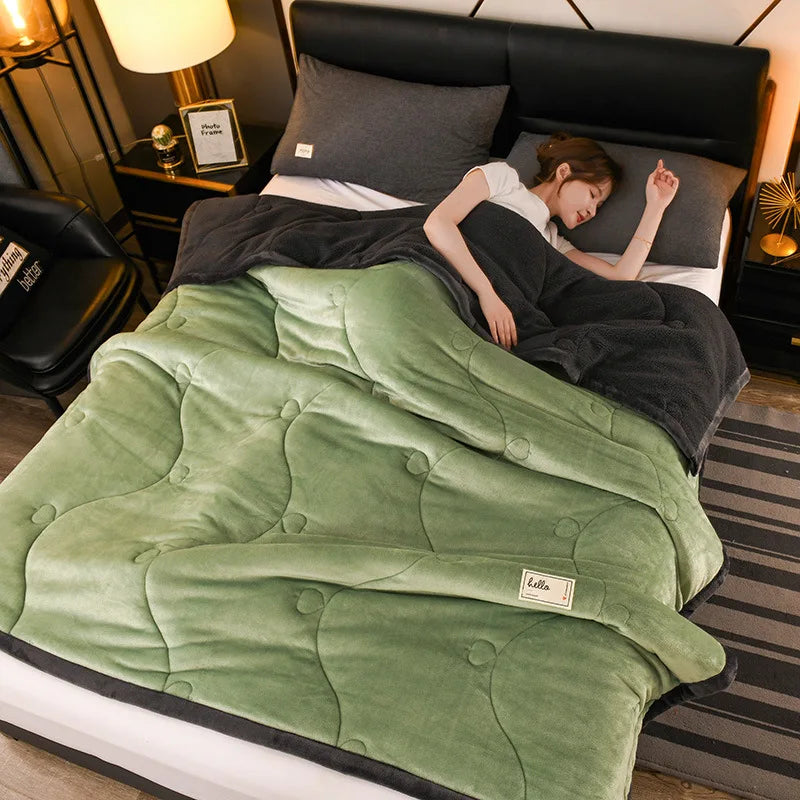 Wool Throw Blanket Keep Warm Winter Bed Blankets Camping Double Bed Cover Bedspread on The Bed  Soft Breathable Cozy Cover Solid