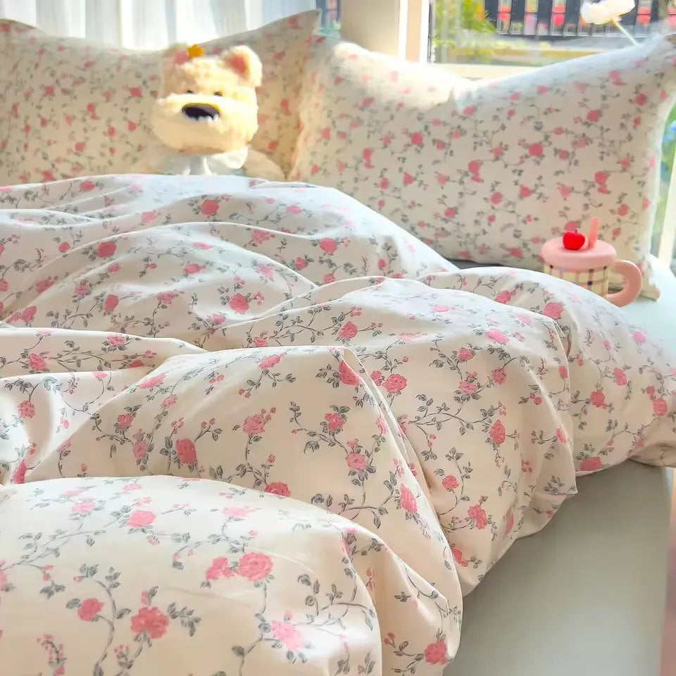 Bedding Set Simple Style Duvet Cover Pillowcase with Bedsheet Home Bedclothes Boys Girls Room Bed Sheet Sets 이불세트