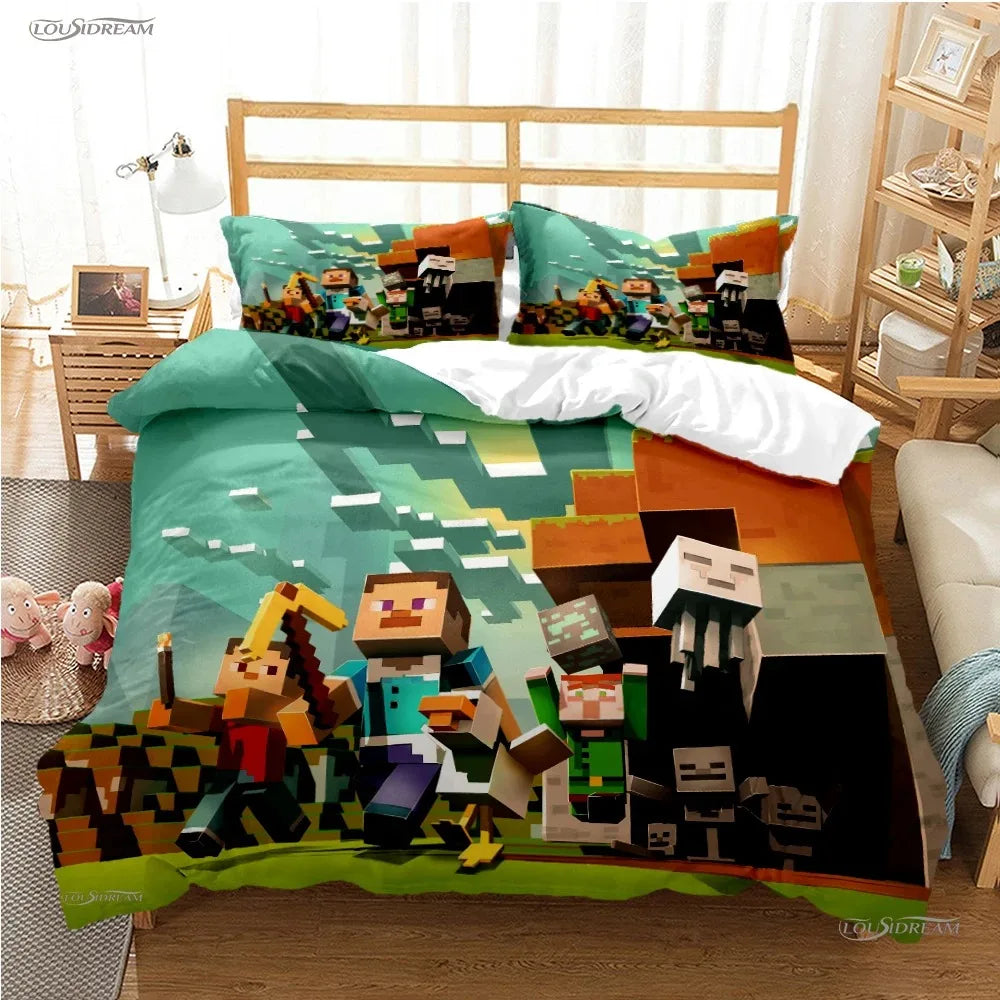 Game bedding set our-piece Animation Game Virtual World Surrounding Robl Bed Sheet Quilt Cover Student Dormitory Bed Gift