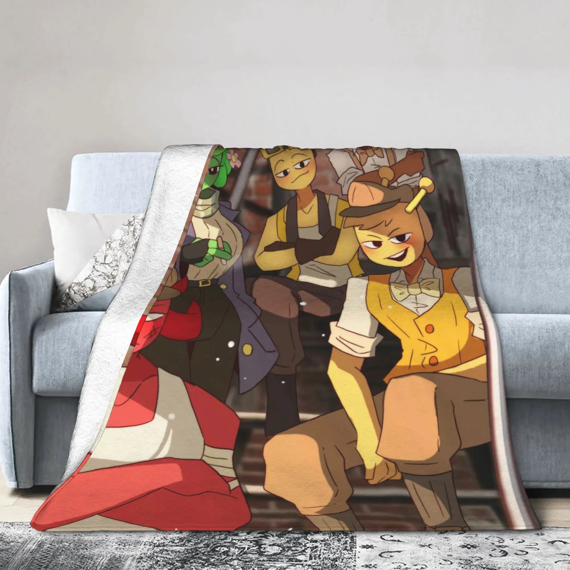 Warm Soft BlanketsChildren Travel Sprunki Gray & Wenda Throw Blanket  Flannel Bedspread For Bedroom Novelty Sofa Bed Cover