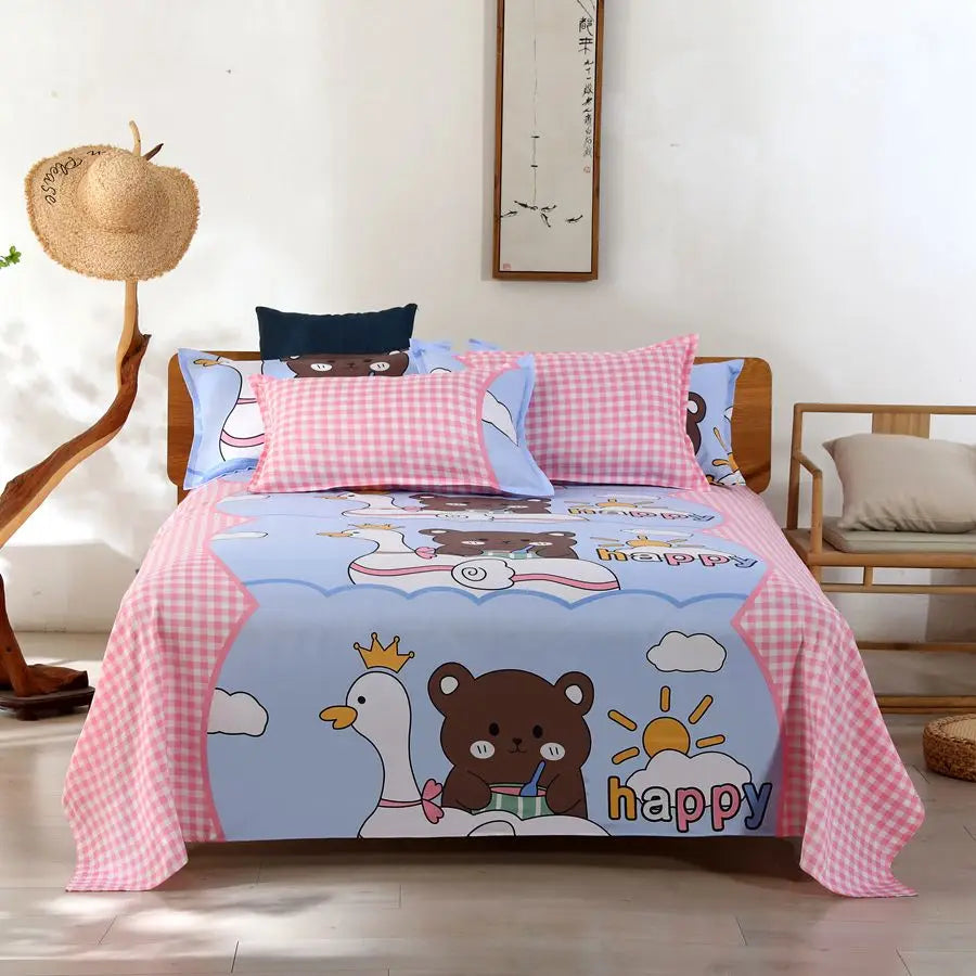 1Pcs Bed Sheet Home Textile Modern Polyester Cotton Flat Sheets Bed Linens Single Queen King Size Bedspread(No Pillow Covers)