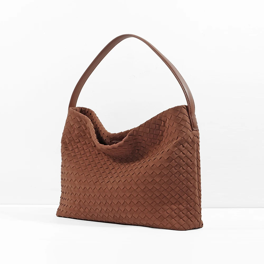 Women's Woven Handbag Suede Fashion Shoulder Bag Designer Handbags and Purse 2025 Trend Female Tote bags Bucket Bag