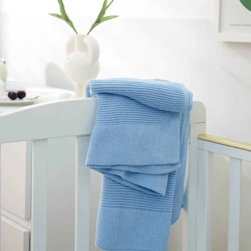 Newborn Baby Blanket Knit Children Bed Quilt Solid Color Soft Pure Cotton Infants Swaddle