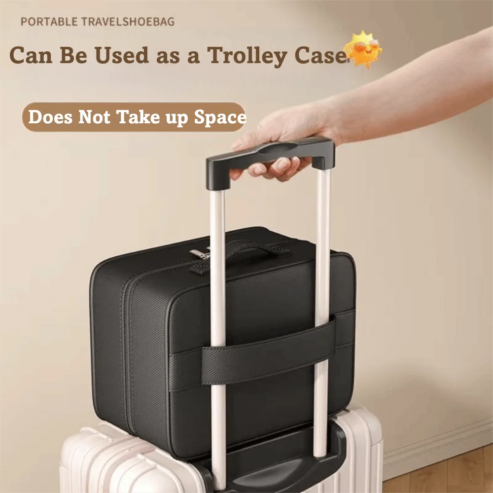 Upgraded Multi-layer Travel Shoe Bag Zipper Waterproof Sneakers Storage Bag Portable Sturdy Storage Box Store 4 Pairs of Shoes